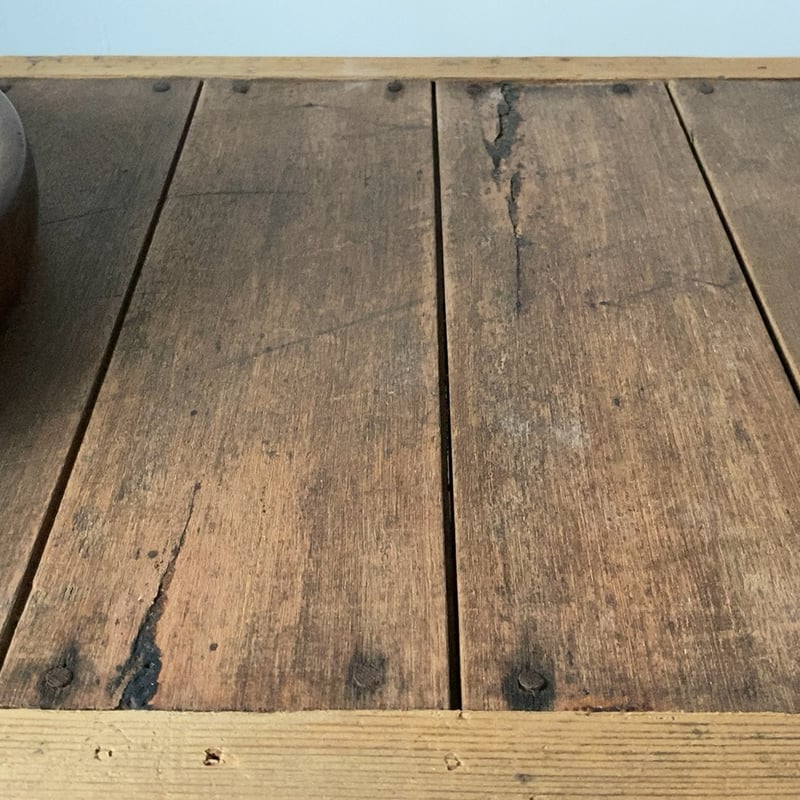 古い木製ベンチ 杉無垢材+ラワン無垢材 昭和初期 ホゾ加工 組足 夕涼み