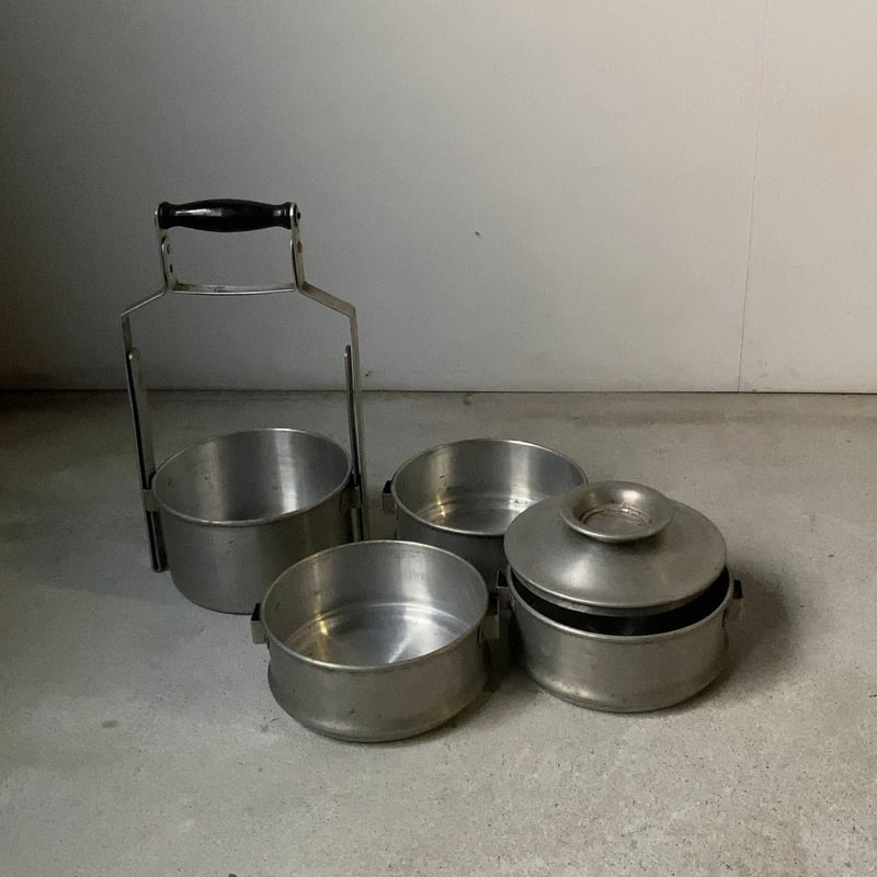 ヴィンテージ アルミ製 4段 容器 鍋 昭和期 入子 4セット 4段重箱