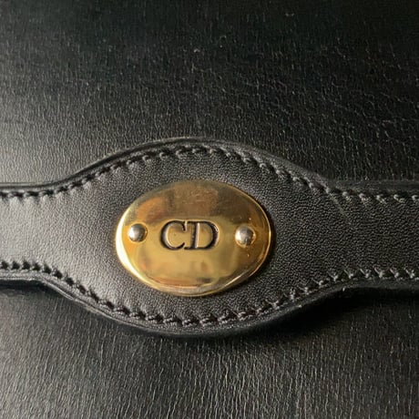 Christian Dior クリスチャン ディオール　ヴィンテージディオール レザーショルダーバッグ CDエンブレム ゴールド金具 保存袋 箱付き