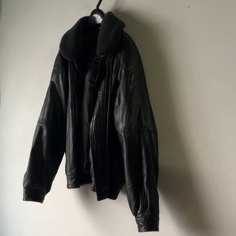 BURBERRYS バーバリーズ  80s～90s ヴィンテージレザージャケット 旧タグ ボアブルゾン 黒 革ジャン ブルゾン  ジャンパー 本革 オールレザー ブラック 古着 中古良品