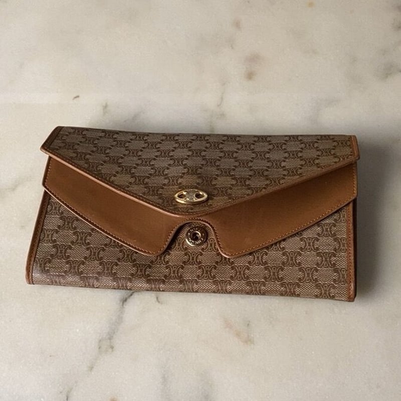 CELINE オールドセリーヌ マカダム Wレターフラップ ロング