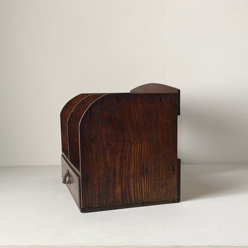 古い引出し本立て 1杯引出し1枚仕切 木製無垢材＋銅金具 昭和2年