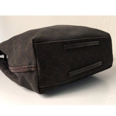 GUCCI グッチ   GGキャンバス   レザーロープトートバッグ   ダークブラウン   ヴィンテージ   中古美品