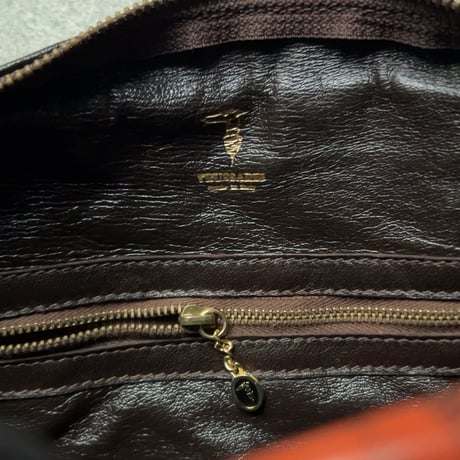TRUSSARDI トラサルディ　80s ヴィンテージ トラサルディ ミニボストンバッグ ラムレザー ダークオレンジ/ゴールド金具 レアカラー  中古良品