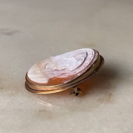 ヴィンテージ カメオ ミニサイズ 天地33mm 3.6g ネックレストップ ブローチ ピンバッジ K18? マリア肖像 モチーフ