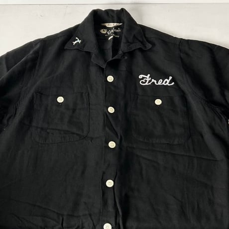 King Louie キングルイ "Rite-Roll" ボウリングシャツ 1950sヴィンテージ 本物 希少ブラック 完品 made in USA