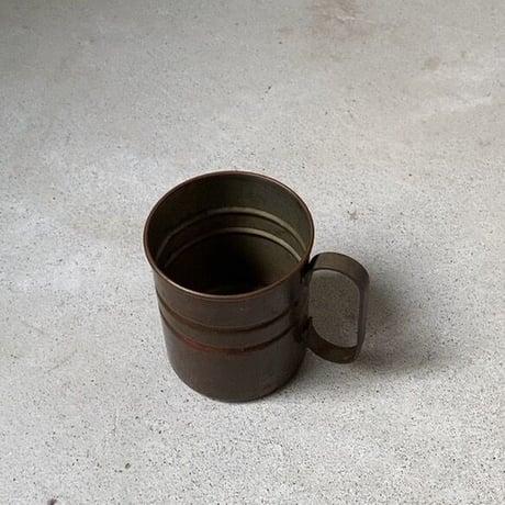 ヴィンテージ銅マグ  メーカー不明  2本ライン  ヤケ感お色目良好  コッパーマグカップ  アイスコーヒー ビアマグ