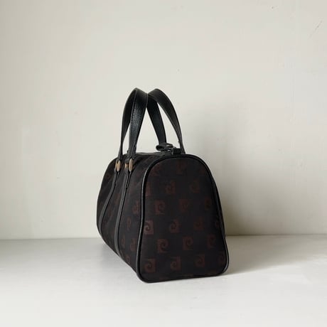 PIERRE CARDIN ピエールカルダン  90sミニボストンバッグ モノグラム ブラック/ダークブラウン ゴールド金具 ヴィンテージ 中古良品