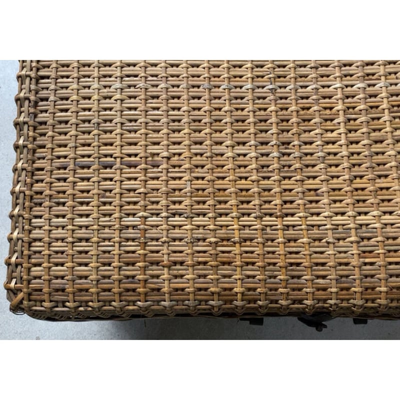 竹編の古い衣装ケース 江戸〜明治期 蓋・トレー・本体…全て編まれた古