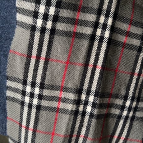BURBERRYS バーバリーズ  LAMBSWOOL 100% ラムウール マフラー グレーノバチェック　70s～80s イギリスヴィンテージ made in england 中古品