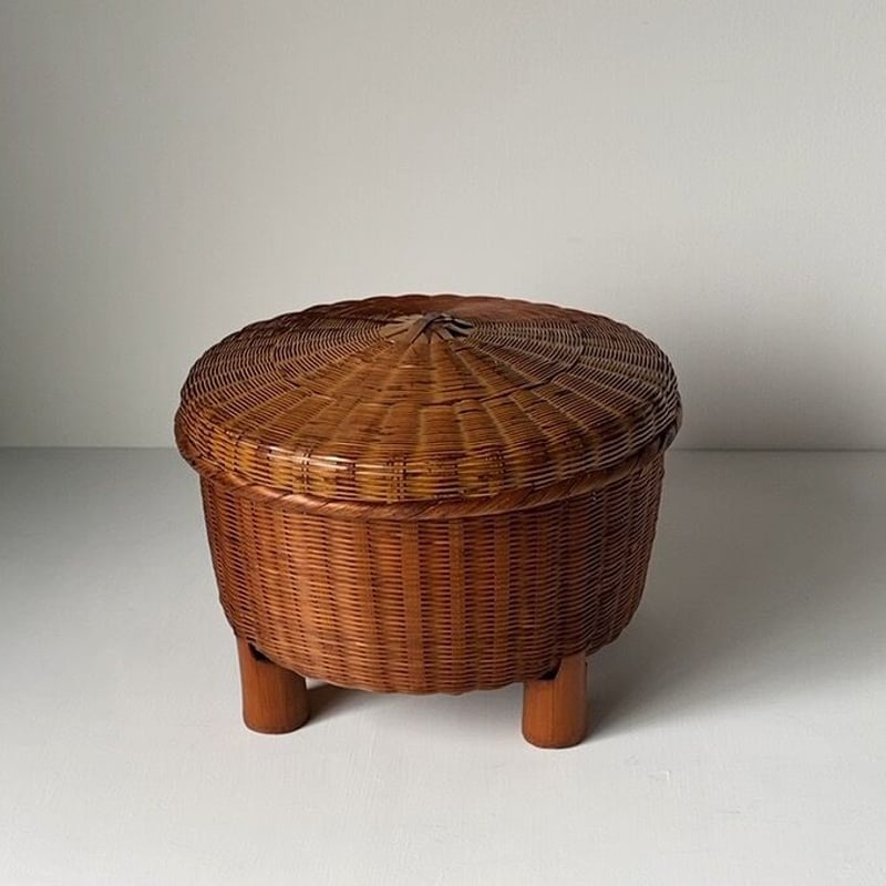 【良品】蓋付き　籠　アンティーク　竹細工　骨董　大小２個セット 良品】蓋付き 籠 アンティーク 竹細工 骨董 大小2個セット