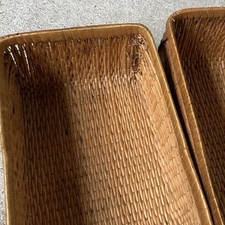 小さく細長い柳行李 32cm  昭和期 弁当行李 台帳行李 道具箱 小物入れ 小さい柳行李