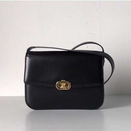 CELINE セリーヌ ゴールド  マカダム金具  カーフレザー  ショルダーバッグ ブラック  ヴィンテージ  オールド  美品