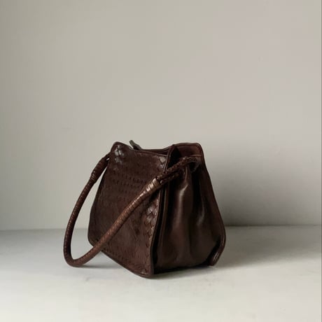 BOTTEGA VENETA ボッテガヴェネタ イントレチャート ハンドバッグ ワンショルダーバッグ レザー 焦げ茶 ブラウン レディース 中古品