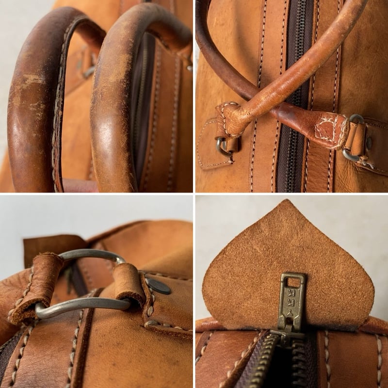 70〜80s ヌメ革 2way レザーボストン ヴィンテージレザーボストン