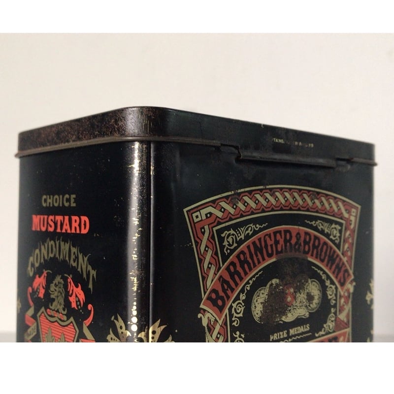 イギリス製 アンティーク マスタードのカンカン 蓋フラップ