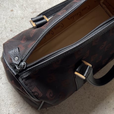 PIERRE CARDIN ピエールカルダン  90sミニボストンバッグ モノグラム ブラック/ダークブラウン ゴールド金具 ヴィンテージ 中古良品