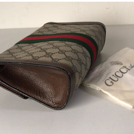 GUCCI オールドグッチ セカンドバッグ クラッチバッグ GG柄 コーティングキャンバス 保存袋付き 16.001.44 中古美品　ヴィンテージバッグ