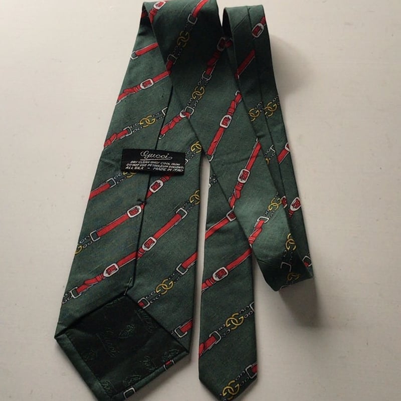 GUCCI オールドグッチ ヴィンテージ ネクタイ 筆記体ロゴ シルク100