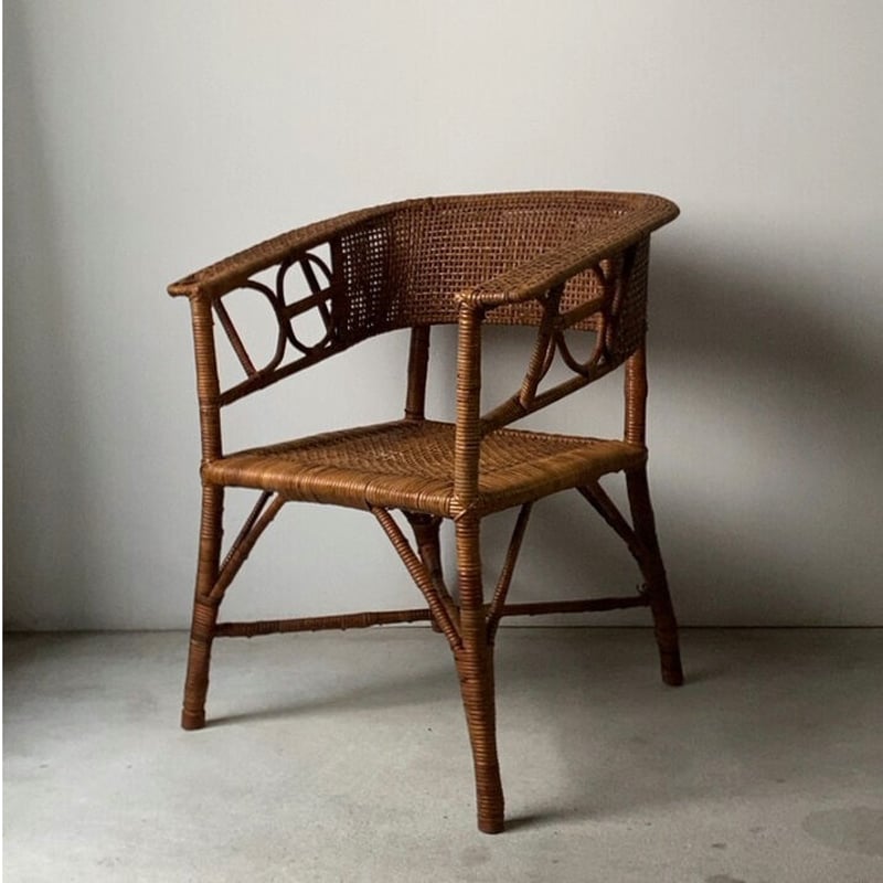 ジャパンヴィンテージ 籐編みのアームチェア 1960年代 シンプル