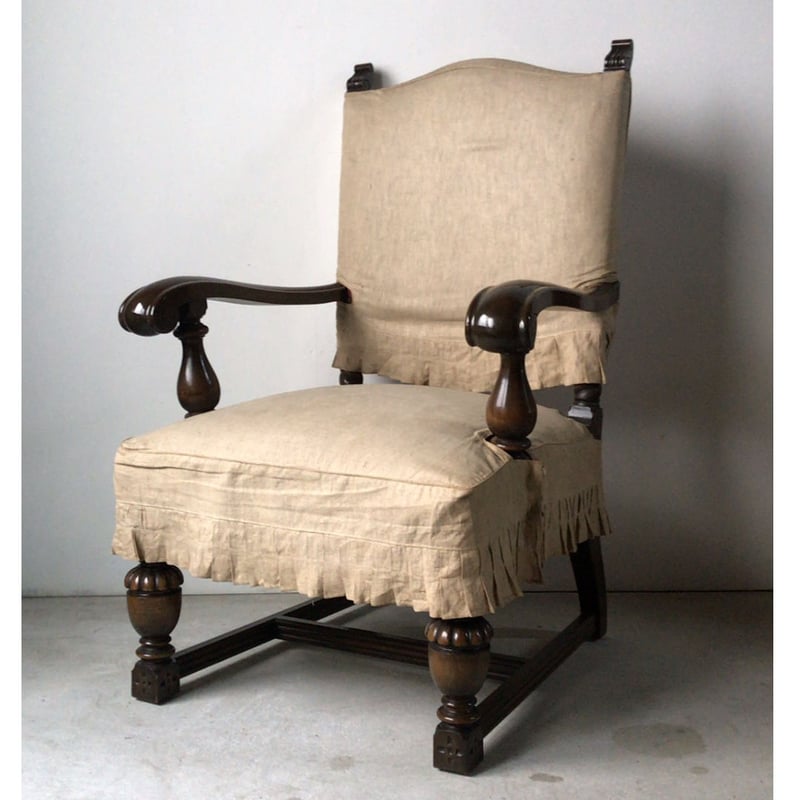 アンティーク アーム付 ハイバックチェア 洋館で保管されていた古い