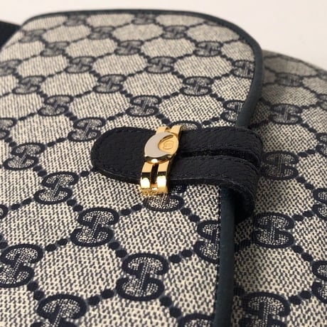 GUCCI グッチ オールドグッチ  コーティングGGキャンバス  ショルダー バッグ ネイビー  ヴィンテージ 中古美品