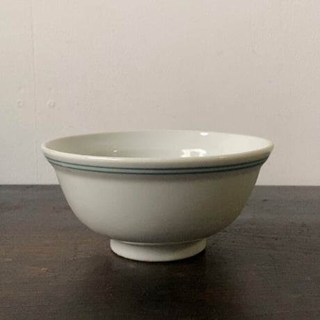 ヴィンテージボウル  2点セット  白磁器グリーンライン 戦中 統制陶磁器  緑ライン スープボウル どんぶり 古い碗 刻印有り