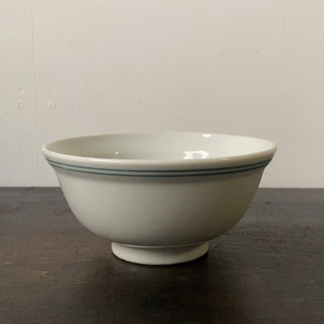 ヴィンテージボウル 2点セット 白磁器グリーンライン 戦中 統制陶磁器