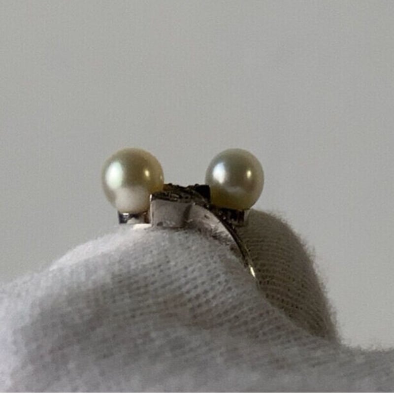 大阪 松屋宝飾店 ヴィンテージパールリング 4mm×2 総重量3.3g size 10