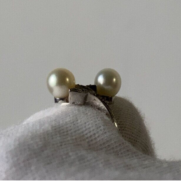 大阪 松屋宝飾店 ヴィンテージパールリング 4mm×2 総重量3.3g size 10