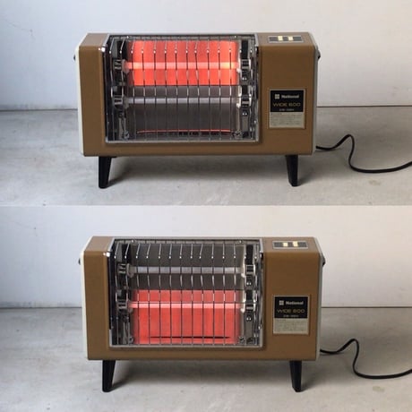 National ナショナル  クラシック 電気ストーブ WIDE600 DS-32N ヴィンテージ家電 コヨーテ・ミリタリーカーキ  ロゴもコヨーテ  中古極美品