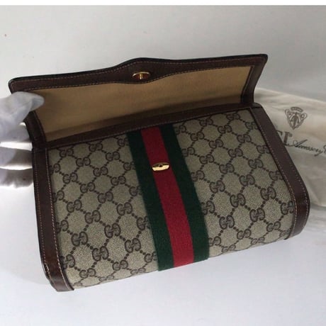 GUCCI オールドグッチ セカンドバッグ クラッチバッグ GG柄 コーティングキャンバス 保存袋付き 16.001.44 中古美品　ヴィンテージバッグ