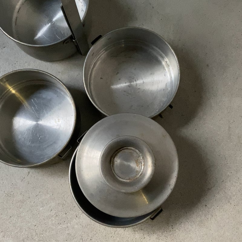 ヴィンテージ アルミ製 4段 容器 鍋 昭和期 入子 4セット 4段重箱