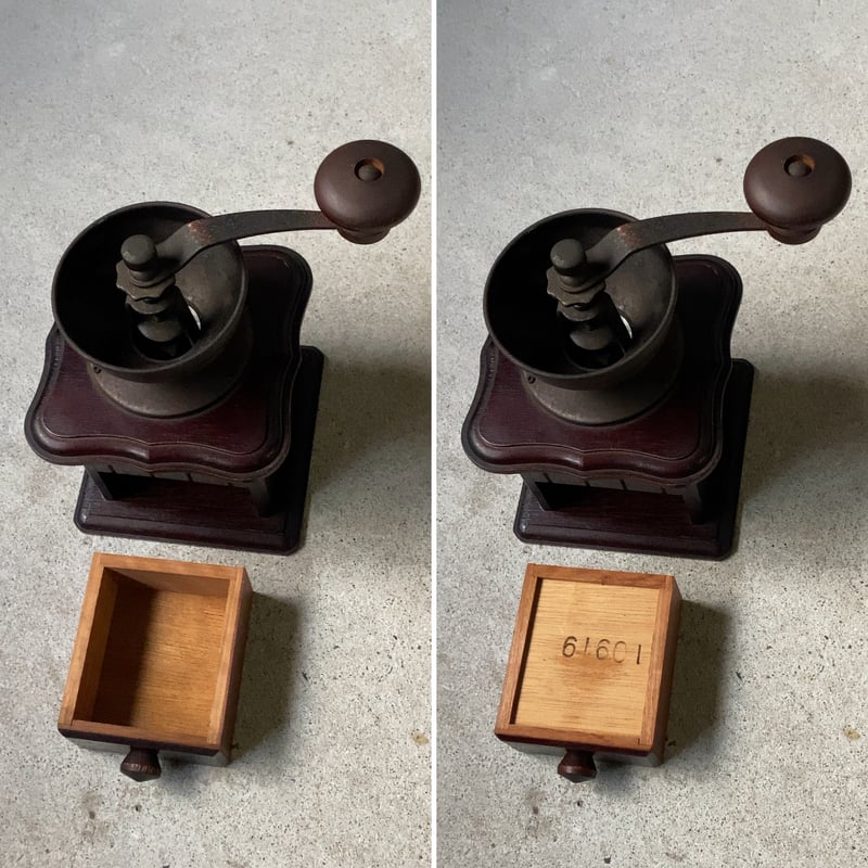 ヴィンテージ コーヒーミル 手動 木製ミル 黒ヤケ クラシック