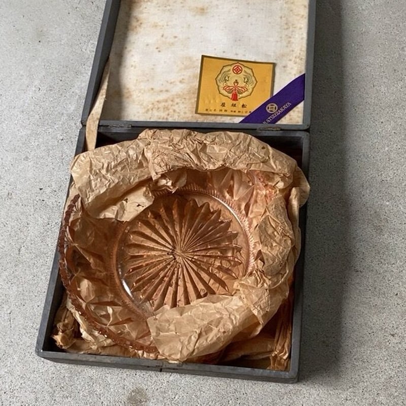 松坂屋 ヴィンテージ プレスガラス 菓子器. ガラス器 幅約20cm 大鉢