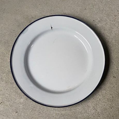 SKER SWEDEN スエーデン製 ヴィンテージ ホーロー皿 24cm 2枚セット 琺瑯 白/紺 ネイビー