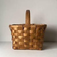 古い木編みのワンハンドルバスケット  木の籠 スポーンコリ ヴィンテージバスケット 良品