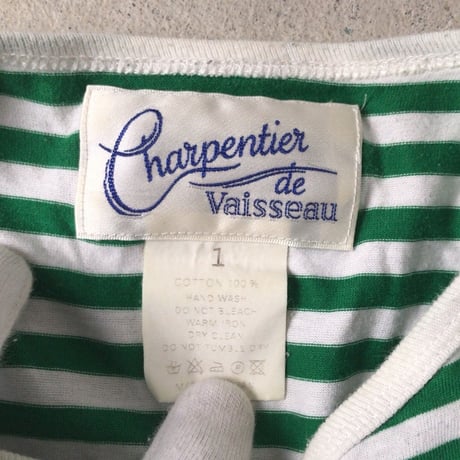 Charpentier de Vaisseau（シャルパンティエ・ドゥ・ヴェッソ）ラグランスリーブ  長袖カットソー.  グリーン/ホワイト  made in  japan