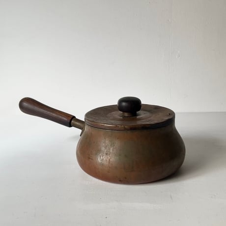 Old COPPER100 HOMEWARE 新光金属 コッパー100 ホームウェア 純銅片手鍋 木製ハンドル 木製摘み 銅鍋 ヴィンテージキッチンツール