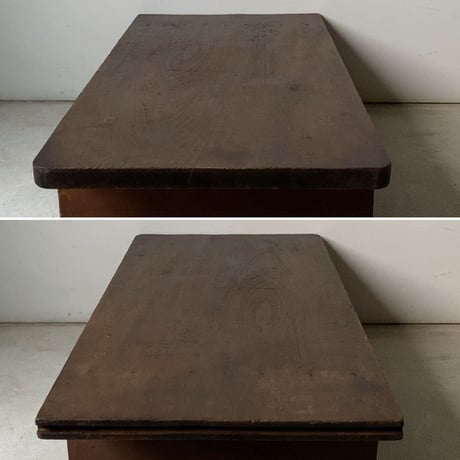 古い継ぎテーブル 幅約85cm 濃茶トロトロの文机 分厚くゴツい無垢材  ヴィンテージローテーブル 雰囲気良好 美品