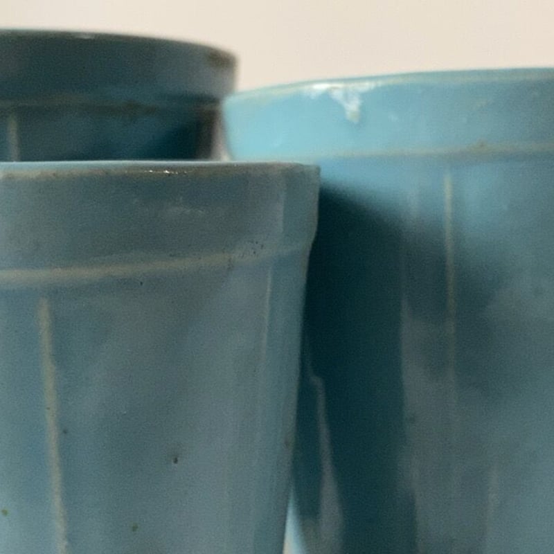 古い植木鉢. ターコイズ矢紋様3鉢セット 70sオールドポット 入れ子3