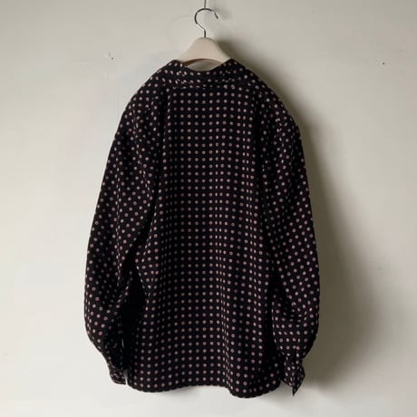 Dior オールドディオール クリスチャンディオール  ノーカラーブラウス シャツ マルチドット 黒/赤/白  ヴィンテージディオール 古着 中古極美品