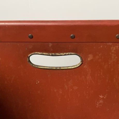 昭和期の古いボテバコ (ボテ箱) 運搬箱 ブリックカラー 無地 ヴィンテージボックス コンテナ 完品範疇