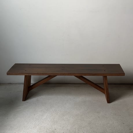 昭和期 木製ベンチ 花台 飾り台 踏み台  黒ヤケ ジャパンヴィンテージ 古道具 古家具 良品