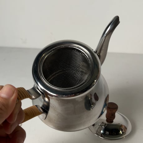 YUKIWA ユキワ  ナポレオンケトル　0.6L ステンレス ミニポット 薬缶 急須 茶器 藤巻 木製無垢摘み 美品範疇