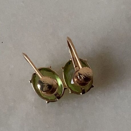 TENSHODO 銀座天賞堂  ペリドットK18YG  イヤリング 総重量2.0g  オールドジュエリー  レトロ天然石  ヴィンテージ宝石 70~80s