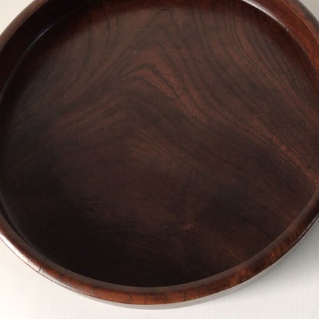 欅 くり抜き盆  木製トレー 33.6cm  お盆  木工品  肉厚  素地   工芸品  民藝