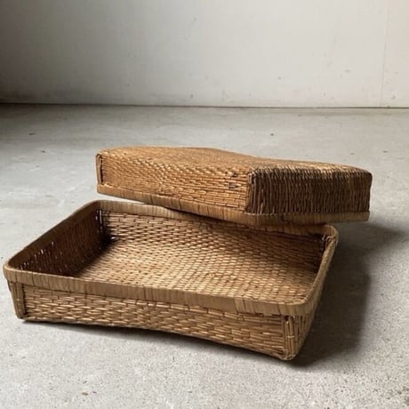 小さな柳行李 28cm  古い文庫行李  飯行李  平箱  小箱  ヴィンテージクラフト 昭和初期