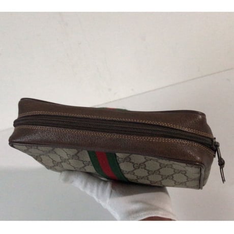 GUCCI グッチ オールドグッチ  GGコーティングキャンバス/レザー  化粧ポーチ セカンドバッグ ヴィンテージ 中古美品