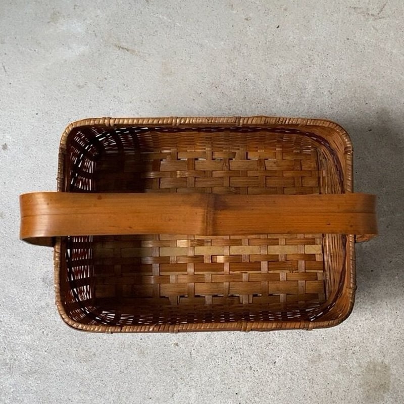 古い手提げ籠 竹かご ワンハンドルバスケット 茶器籠 ヴィンテージカゴ